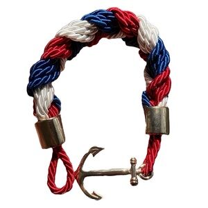Nautical Rope Anchor Bracelet in Red, White, and Blue patriotic bracelet